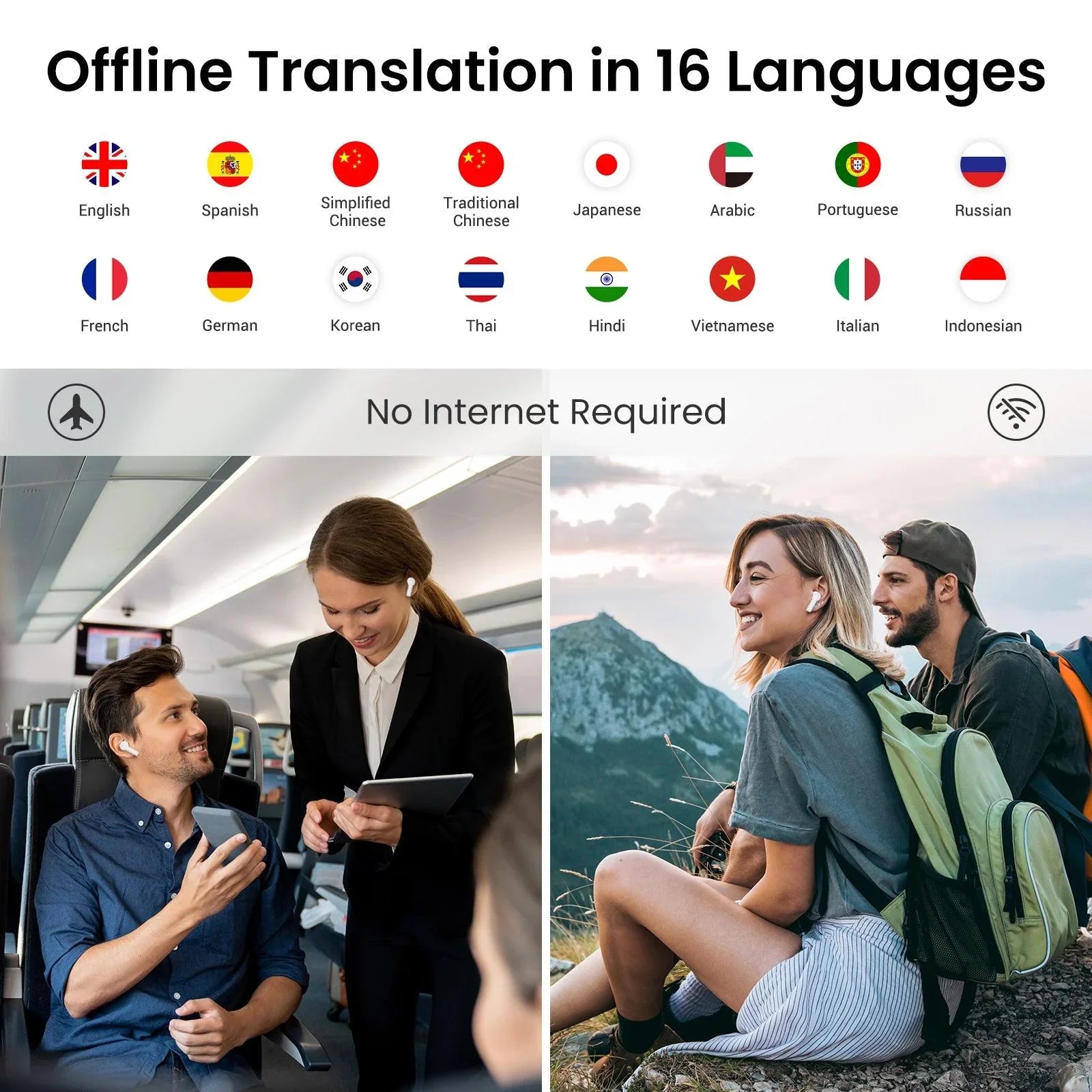 Wooask® A8 AI Language Translator Earbuds Powered by ChatGPT - WOOASK