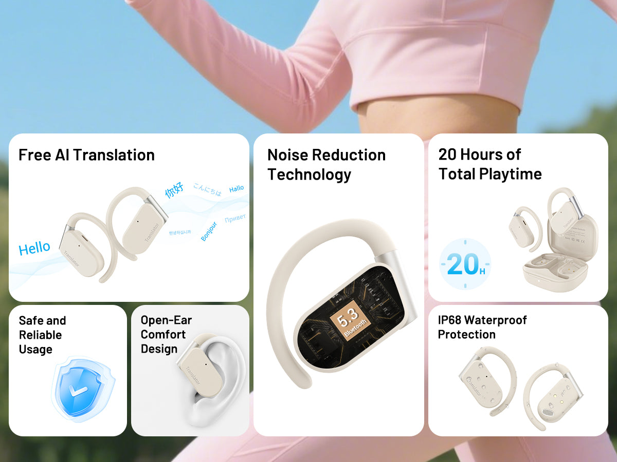 Wooask® M9 Open Ear AI Language Translator Earbuds – WOOASK