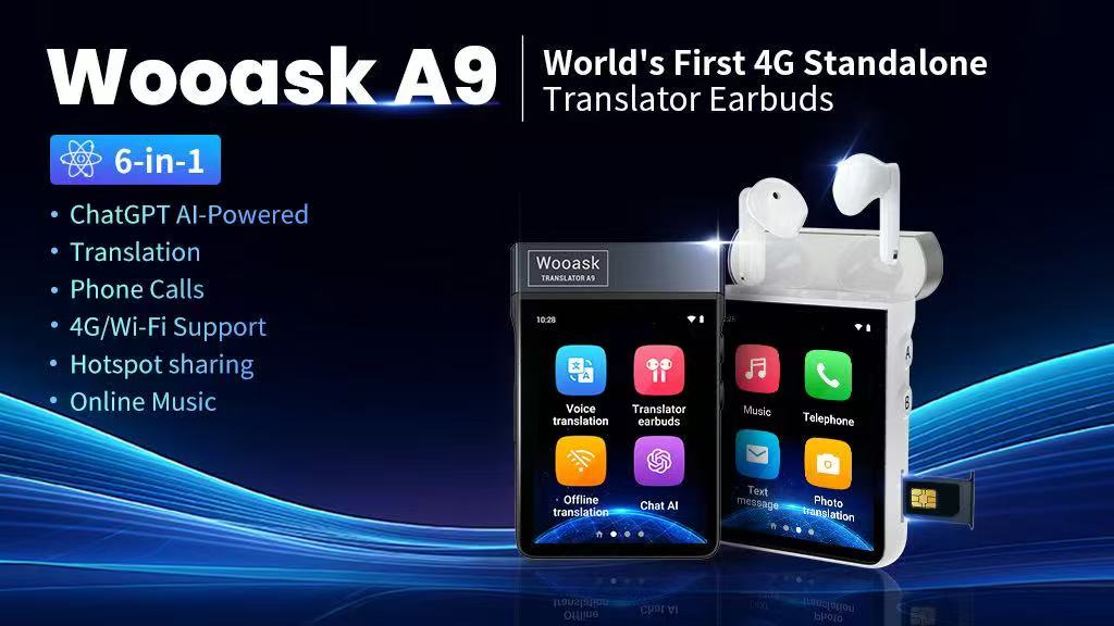 Wooask® A9: 4G Standalone Translator Earbuds with ChatGPT