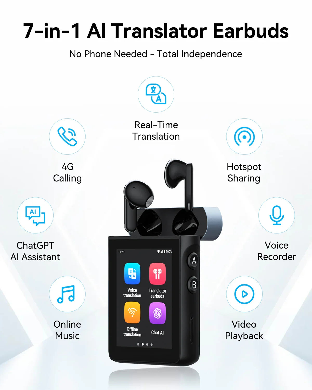Wooask AI Voice Translator w12 ケース付き Wooask® W12 Off/Online AI Language Translator Device – WOOASK